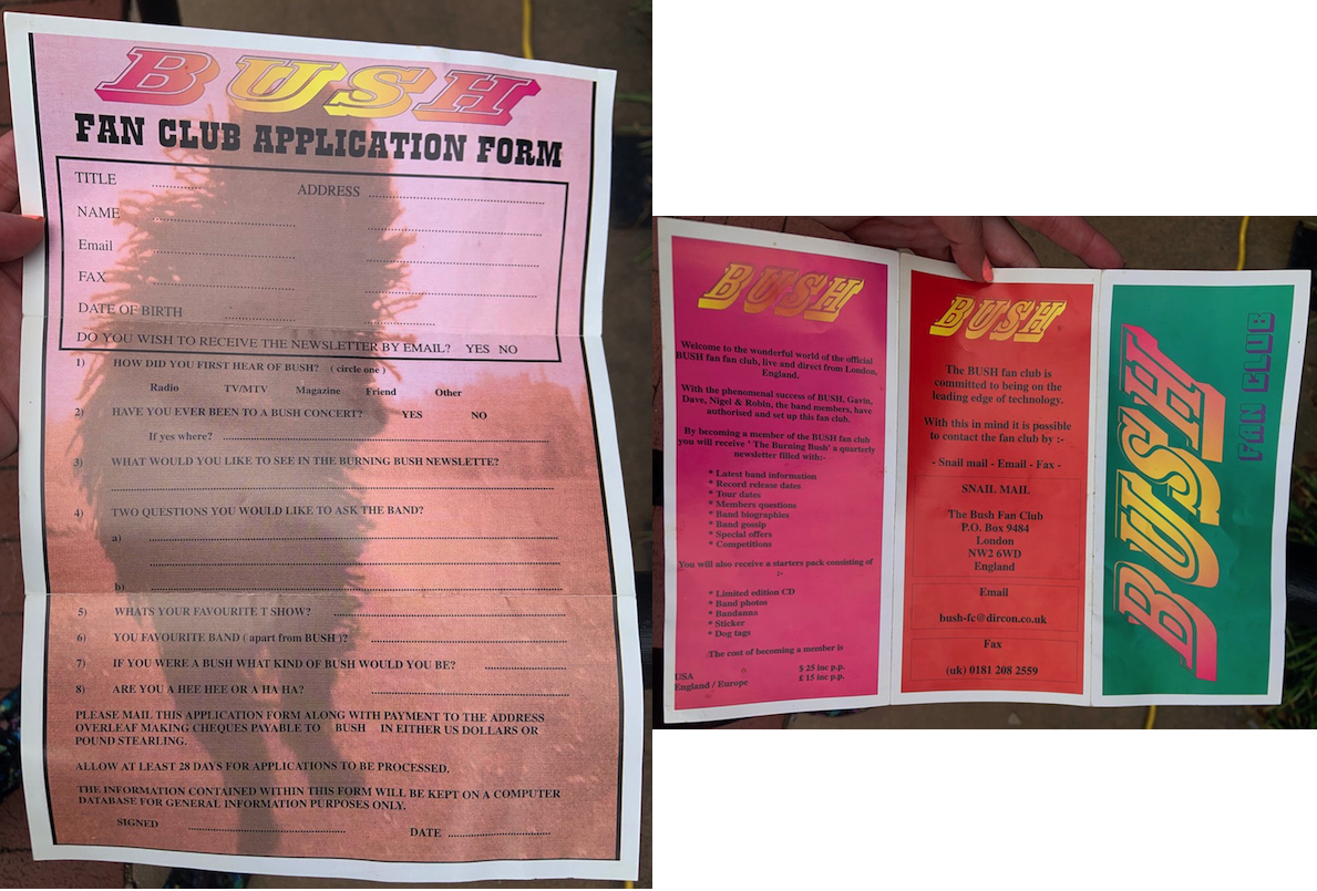 Fan Club Application 1995 or 1996