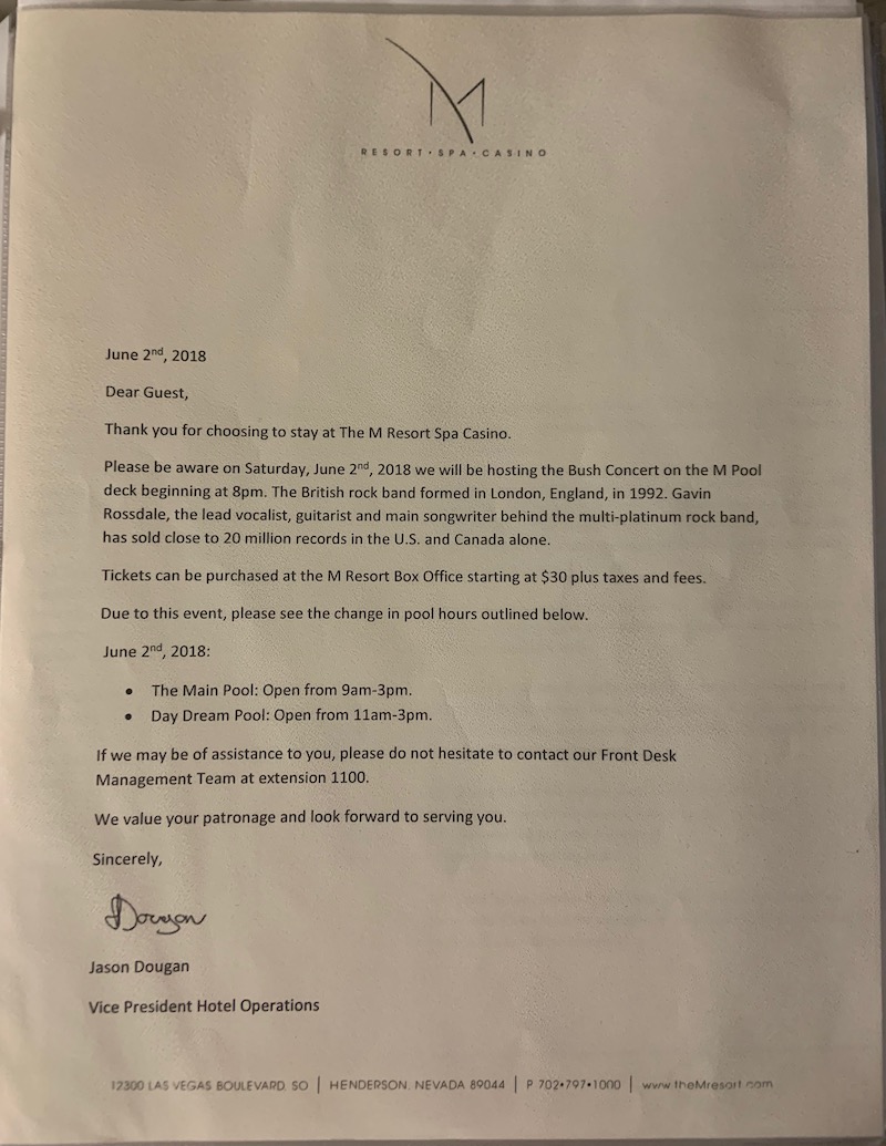 M Hotel Letter