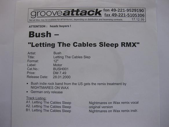 Letting The Cables Sleep Vinyl